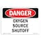 Signmission Safety Sign, OSHA Danger, 5" Height, Oxygen Source Shutoff, Landscape OS-DS-D-57-L-2371 - alternate 1